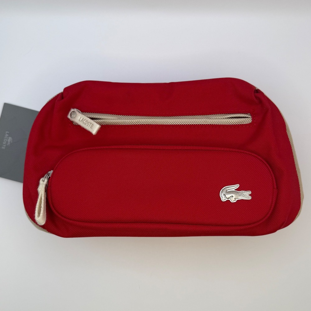 Lacoste Voyage 1 Toilet Kit Coccinelle Red Canvas Toiletry Bag NWT